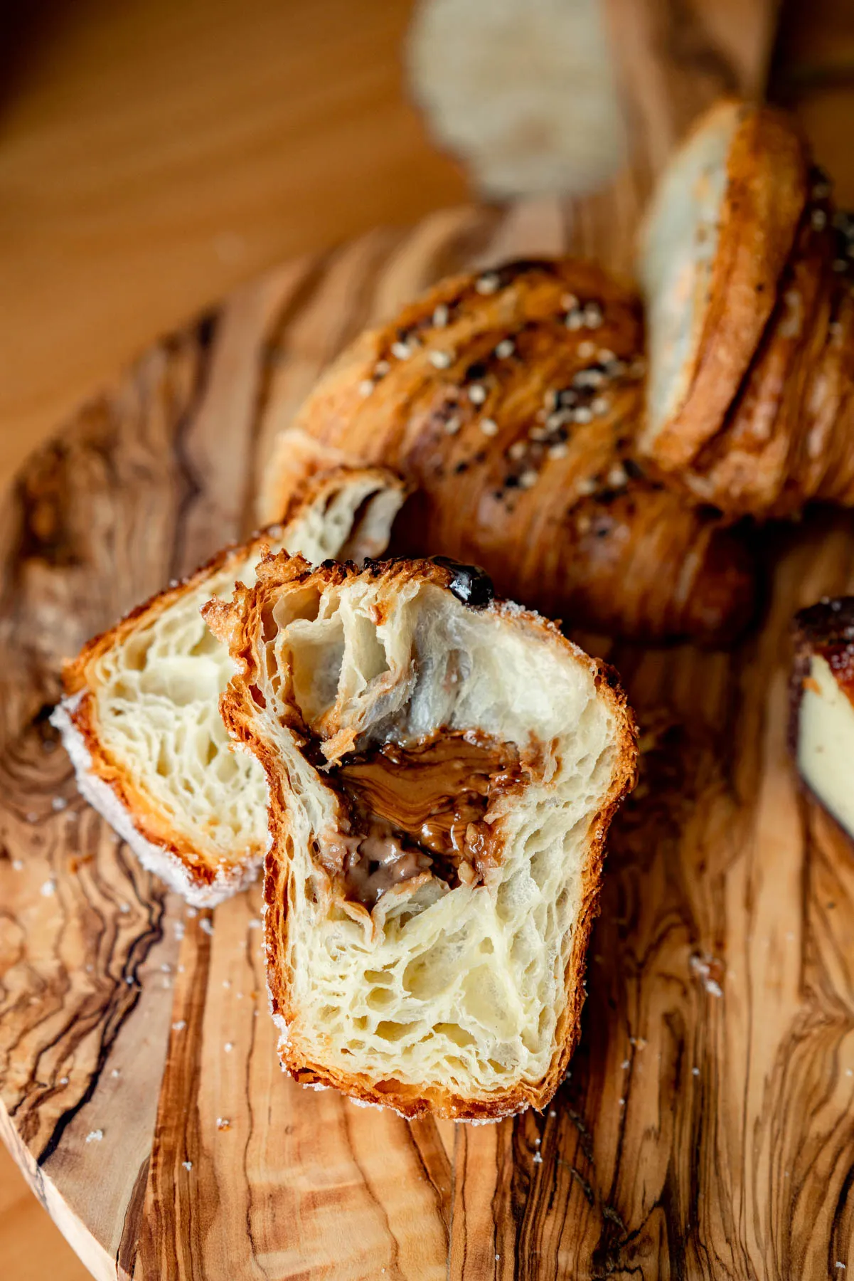 A nutella cruffin from Supermoon Bakehouse cut in half, Best bakeries lower east side