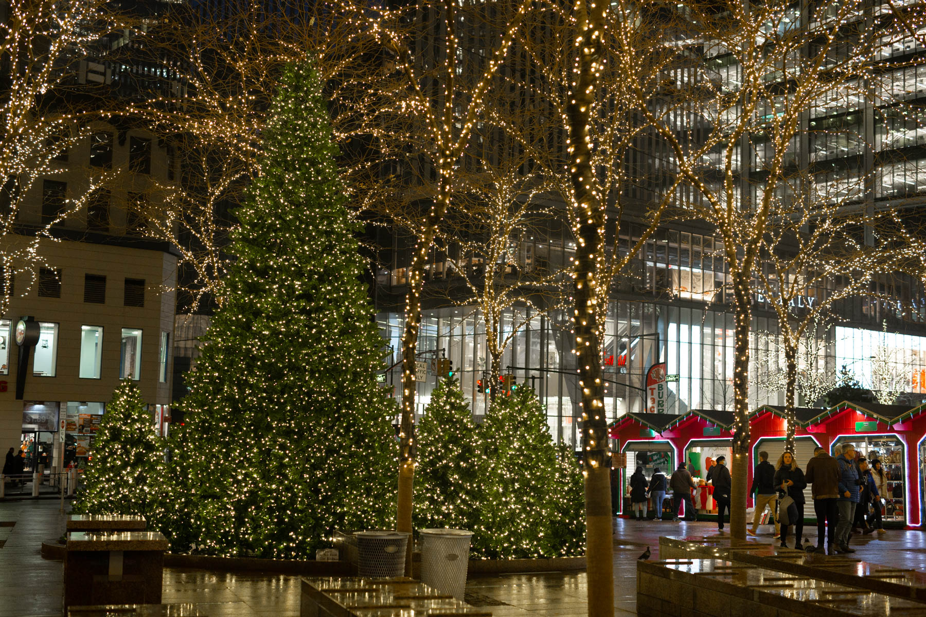 Zuccotti Park Christmas decorations NYC Zuccotti Park Christmas decorations NYC