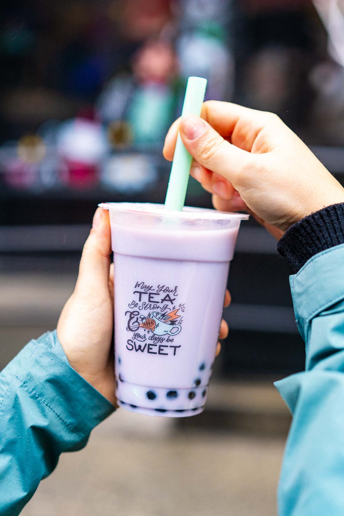 Taro Bubble Tea from Yaya Tea in Chinatown NYC, Best Bubble Tea in New York City