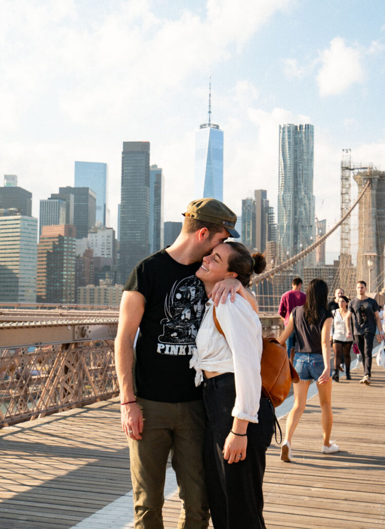Walking across the Brooklyn Bridge